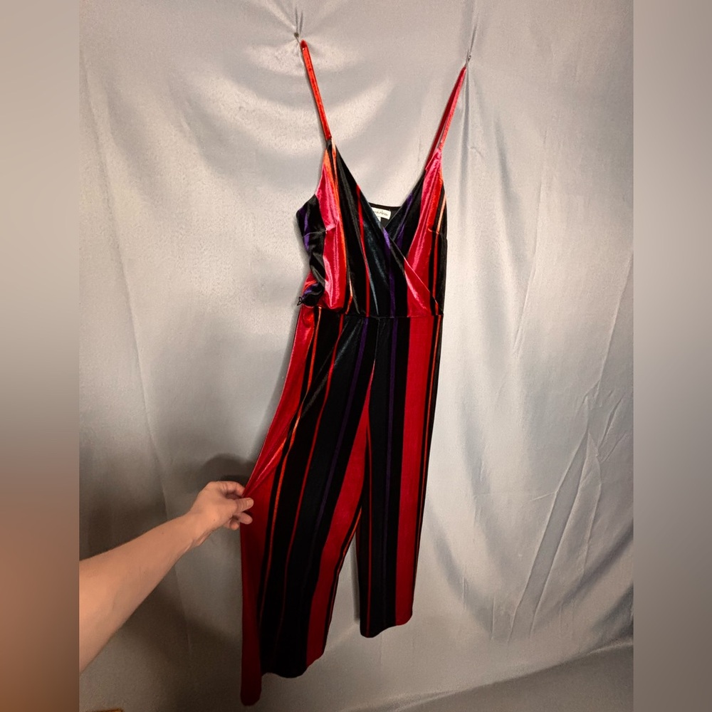 Speechless Red and Black Striped Jumpsuit
